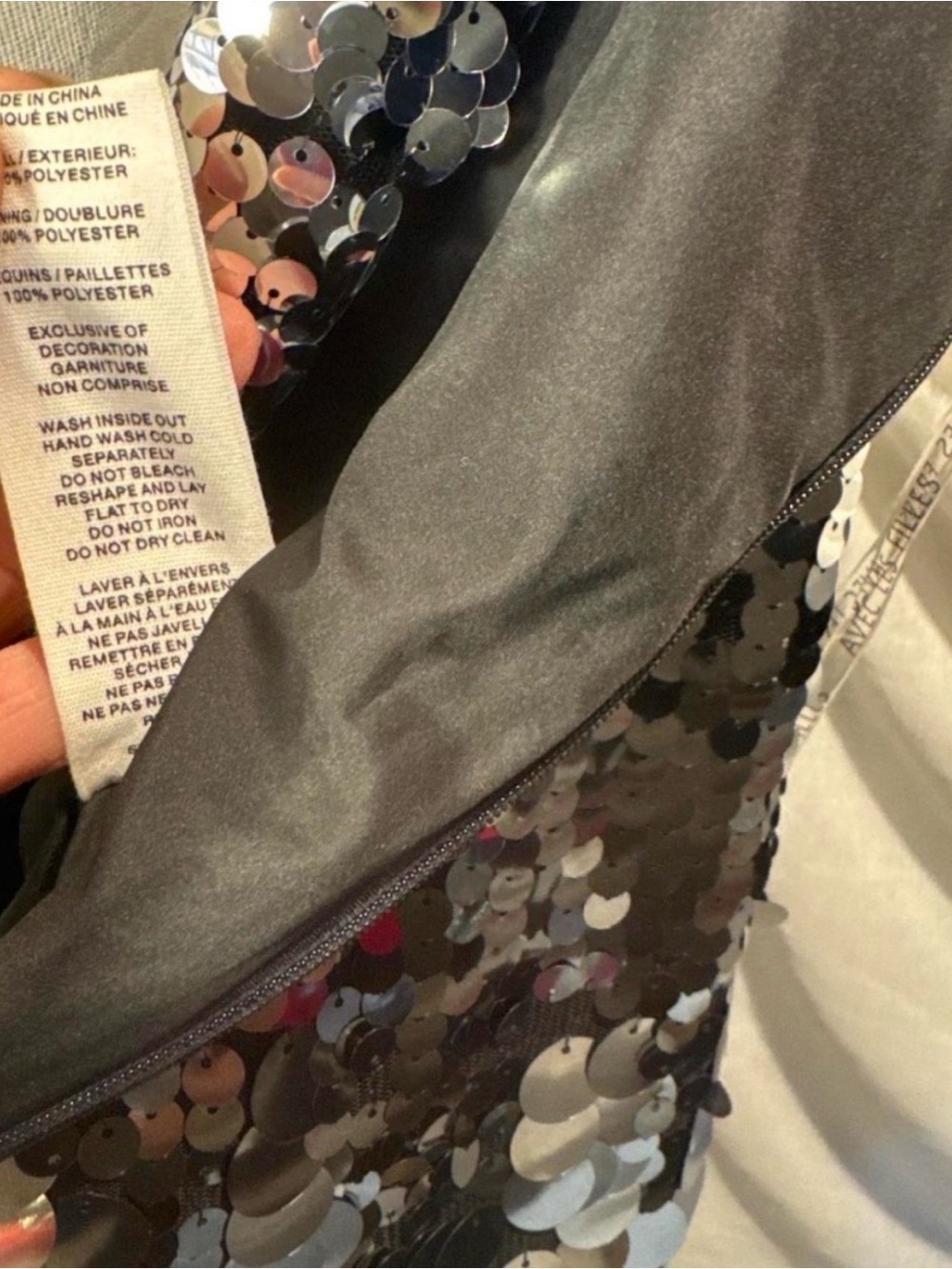 Avec Les Filles Black & Silver Sequin Slip Dress - Picture 6 of 7